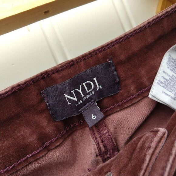NYDJ Zip Detail Skinny Chino Pants Size 6 Deep Currant Red Ankle Jeans Stretch - Picture 6 of 10